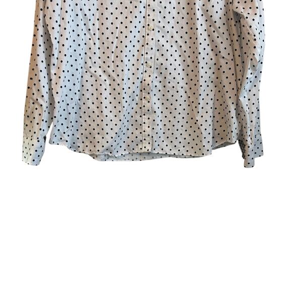 Chaps Women Top 2X Polka Dot‎ Cotton Button Up Coastal Preppy Travel Office - Picture 8 of 11